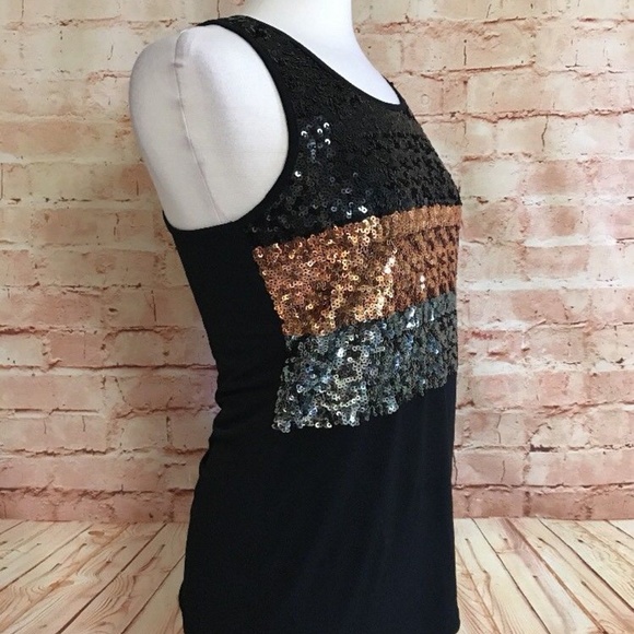 💕SOLD💕Simon Chang Black Sequin Sleeveless Top - Picture 3 of 6